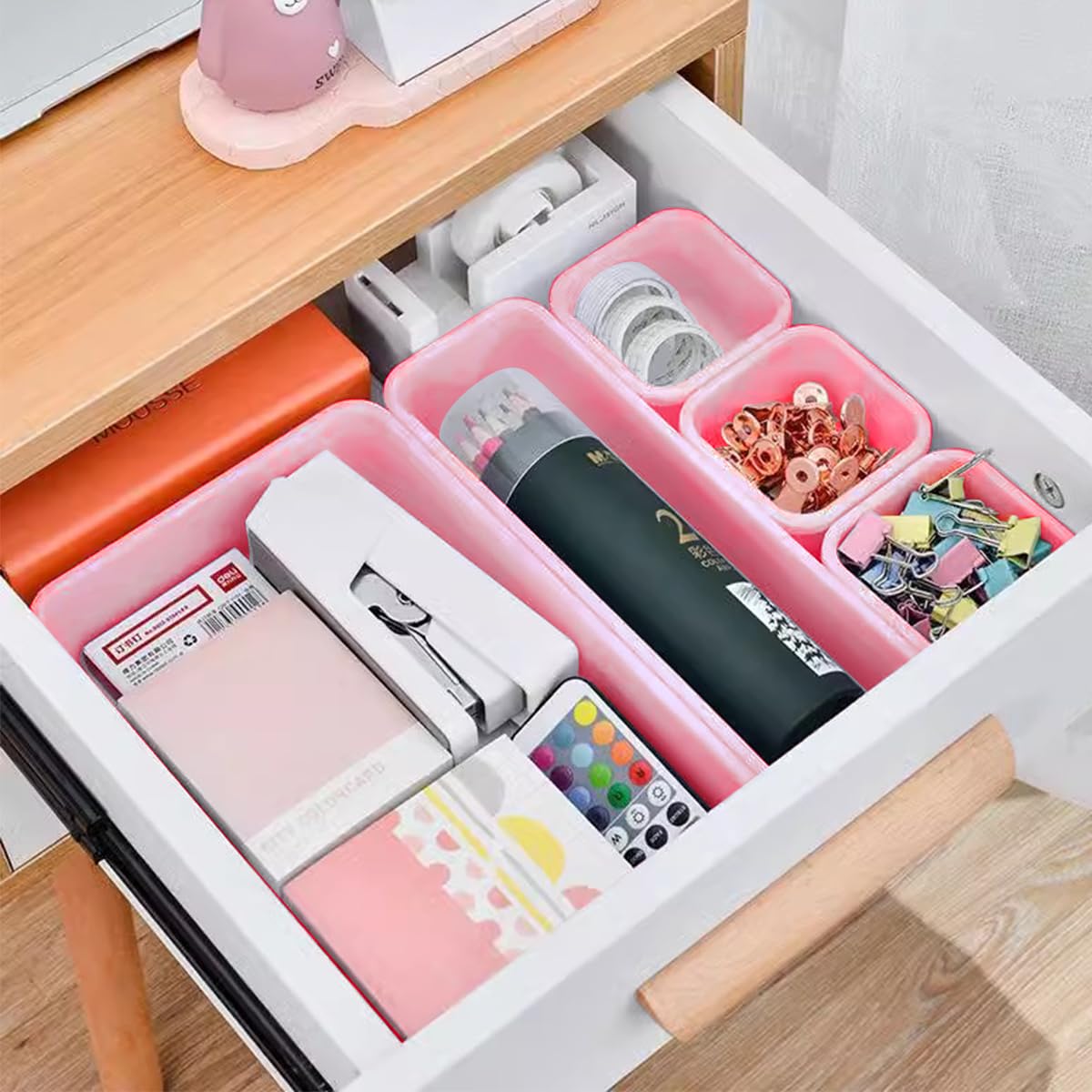 32 organizer rosa, per cassetti, organizer, organizer da toeletta, cassetti per trucco, cucina, bagno, ufficio, organizer impilabile