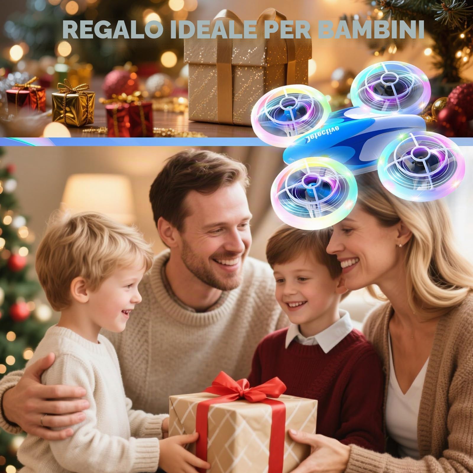 Drone per Bambini, Mini Drone con 3 Batterie per Principianti, Elica di Protezione Completa, Telecomando a 2,4 GHz, Mantenimento Dell'altitudine, 360 Giri, con Luci LED, Regali per Bambini