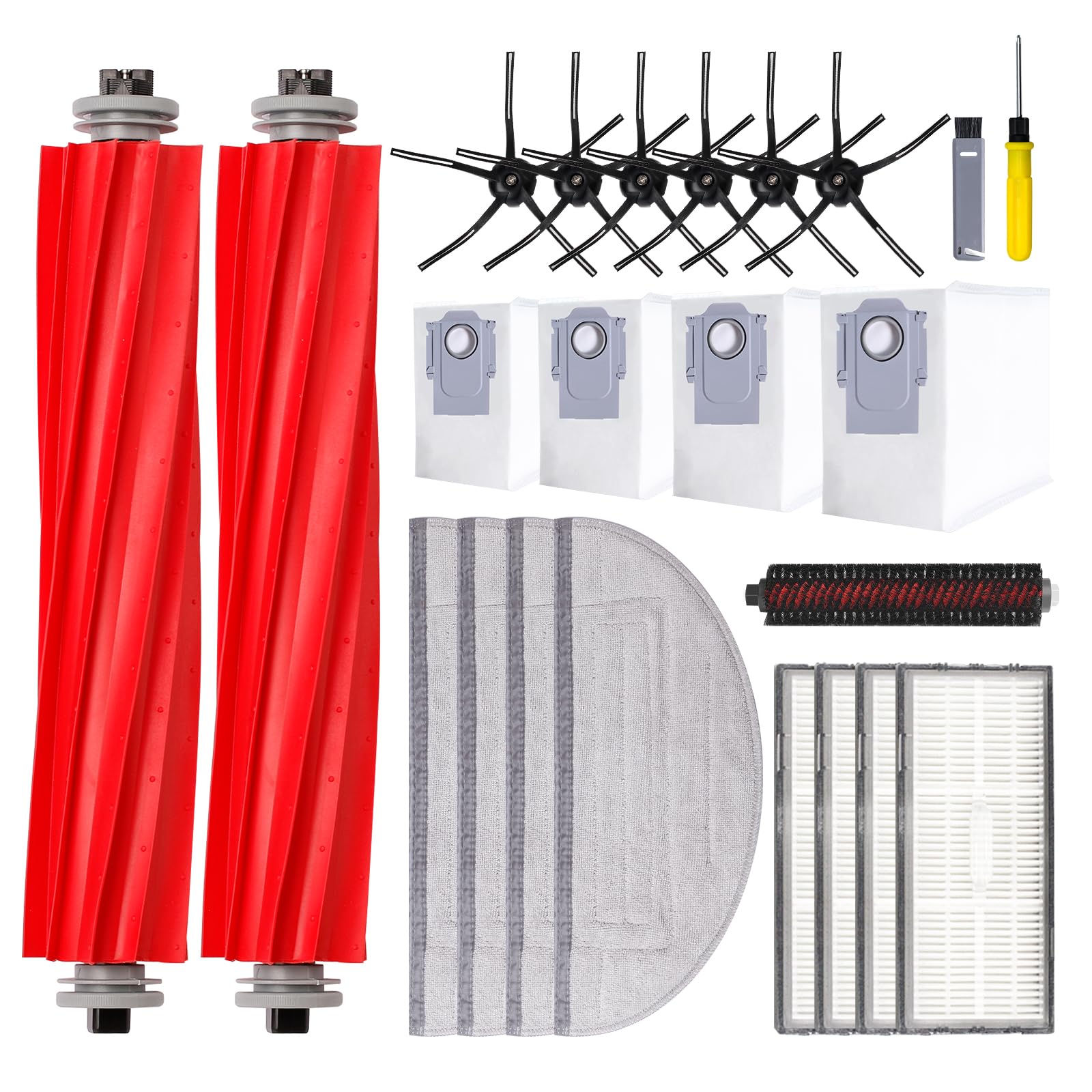 Photo 1 of 23 PCS Replacement Parts Compatible with Roborock S7 MaxV Ultra Robot Vacuum Cleaner,6 Side Brushes,4 HEPA Filters,4 Dust Bags,1 Cleaning Brush,2 Main Brushes,4 Mop Pads,2 Tools