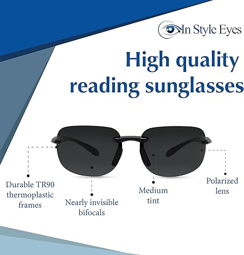 Miniatura 3 de In Style Eyes Lovin Mawi - Gafas de sol bifocales - Tortoise - 3.0X, paquete con estuche plegable magnético y paño de limpieza de microfibra mágico