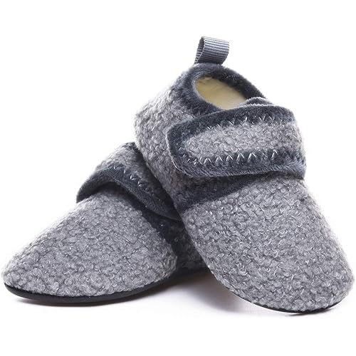 Hayeabi Toddler Kids Lightweight House Slippers Indoor Baby Rubber Sole Home Sock Shoes for Boys Girls