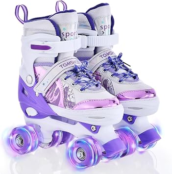 TOMSHOO Patins Quad Débutant avec 8 Roues Éclairantes LED
