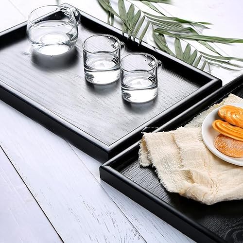 Miniatura 4 de Bandeja extragrande de madera maciza de 22 x 18 pulgadas para servir té, mesa de café, aperitivos, comidas, plato de servir, cocina, fiesta, bar,