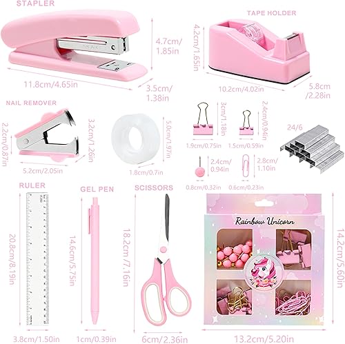 Miniatura 4 de Accesorios de escritorio rosa con soporte para bolígrafos, organizadores de escritorio y accesorios de oficina rosa para mujeres, dispensador de