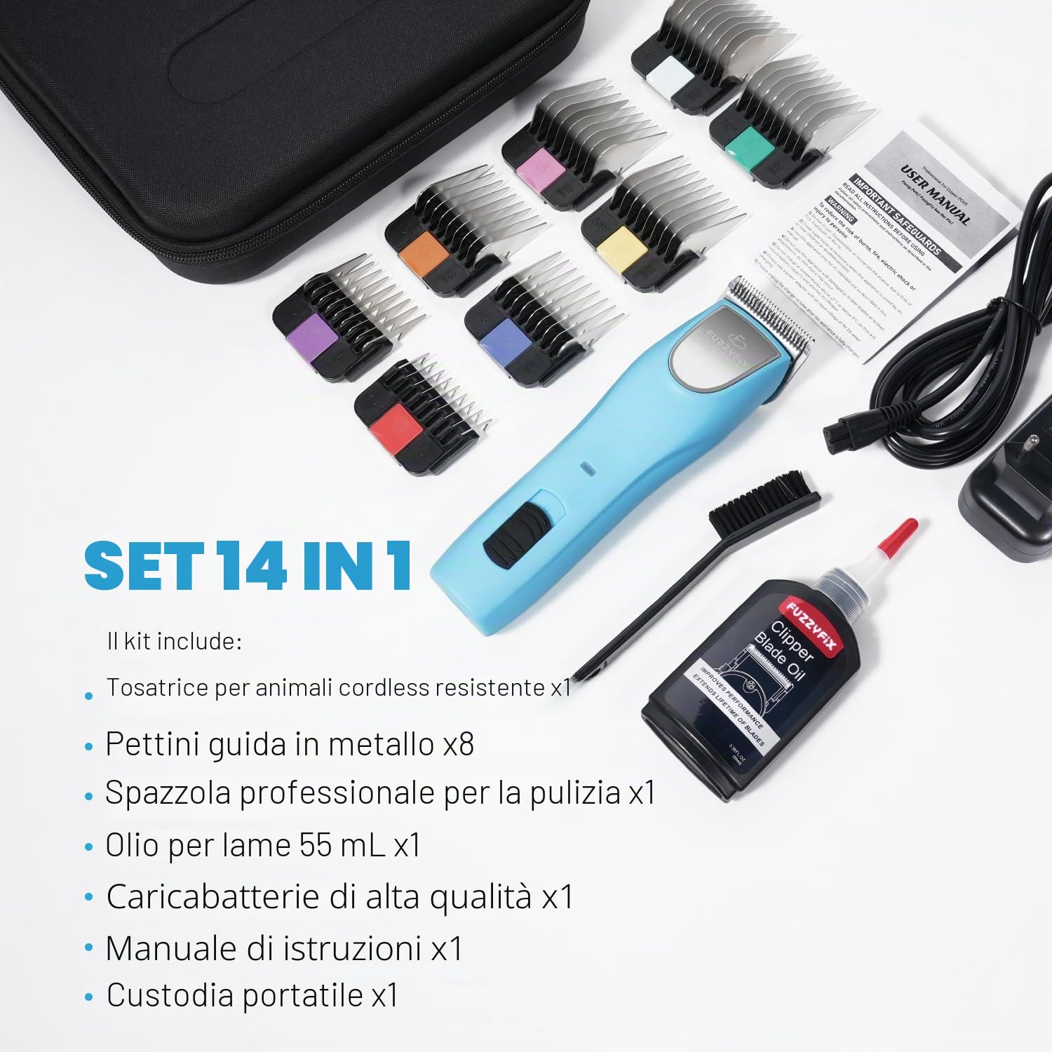 Tosatrice per Cani Professionale,Tosatrice a 2 Velocità Design Ergonomico per Cani e Gatti, Tosatrice per Peli di Animali Spessi, Lunghi e Ricci