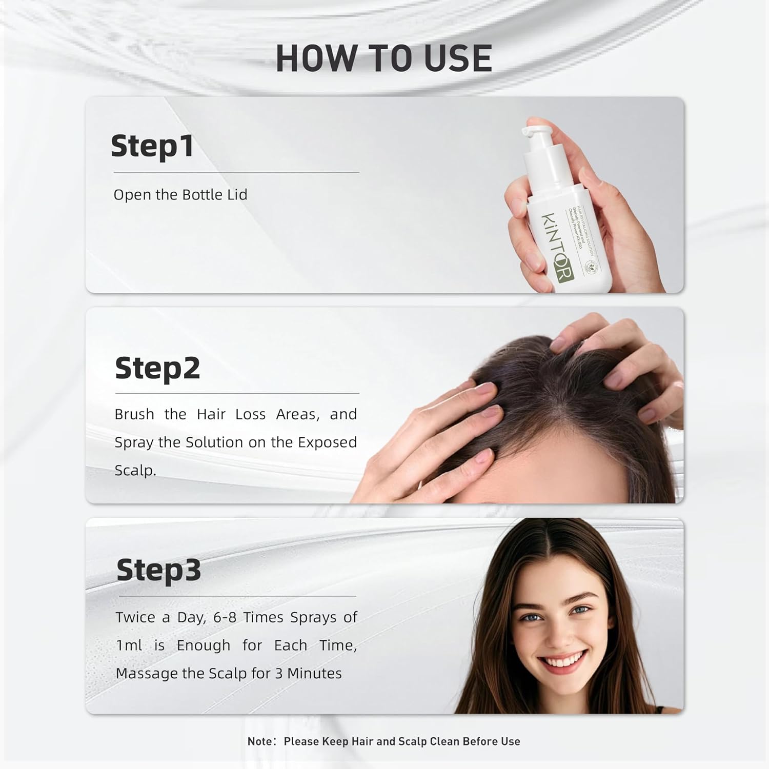 KINTOR 0.5% KX-826 Hair Regrowth Spray, DHT Blocker, Hair Repair, Thicker, Strengthening, Fuller-looking Healthier Hair, Reducing Hair Loss, for Men and Women, Plant Based 60ml - Image 6