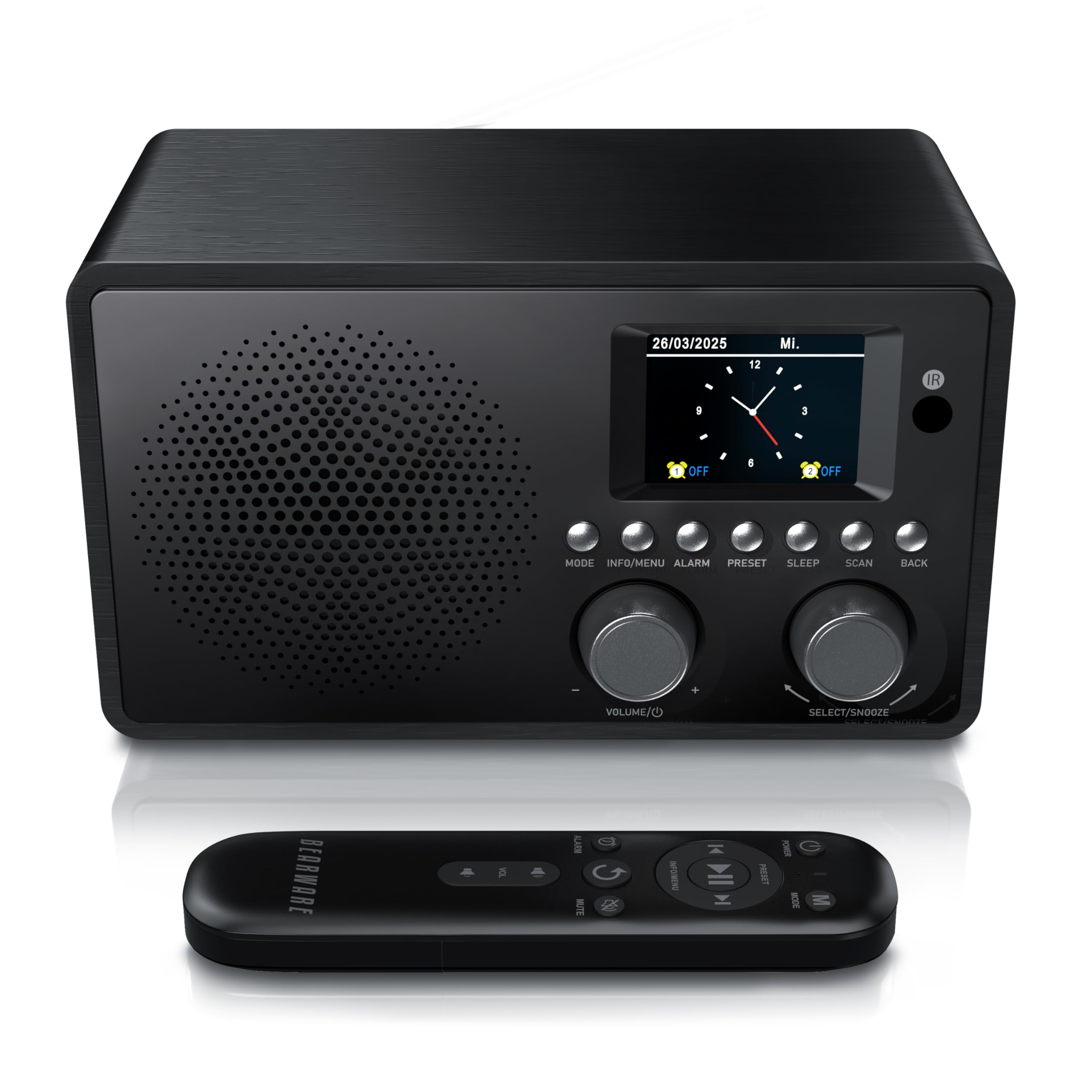 CSL - DAB+ Radio mit TFT Display und Fernbedienung - Bluetooth DAB Plus Radiowecker – DAB DAB+ FM-Radio – 40 Speicherplätze – Automatischer und manueller Suchlauf – Equalizer – USB-Datenport – AUX in