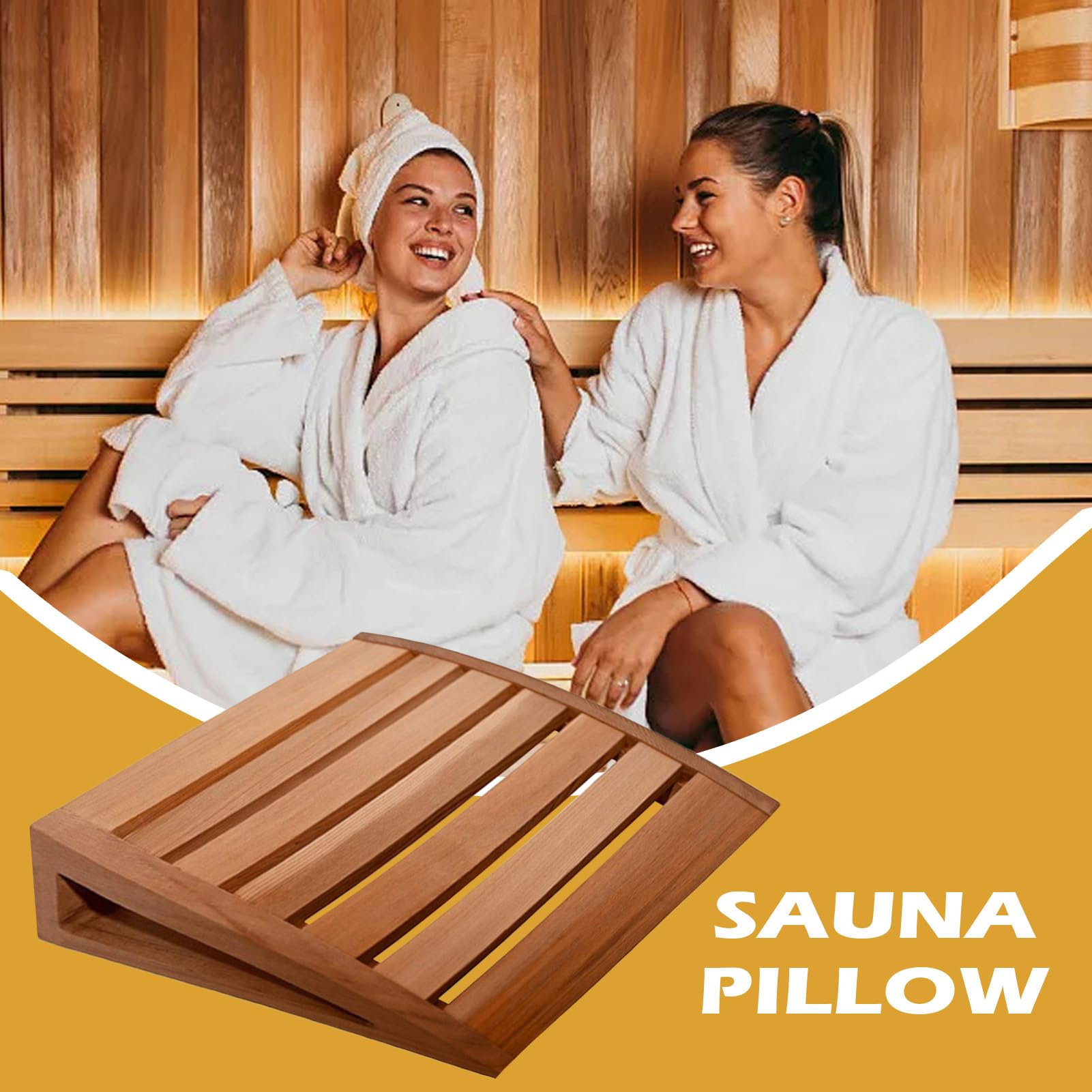 Generico Poggiatesta per Sauna, Ergonomico Antiscivolo Naturale in Legno Traspirante, Poggia Collo E Schienale per Sauna, per Confort Riposo Rilassamento Donne Uomini Adulti Casa Spa Commerciale