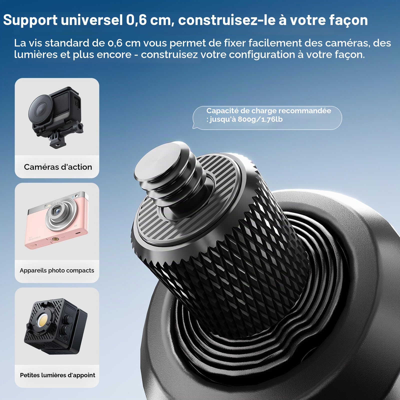 ULANZI TT91 Trépied Invisible pour Selfie Compatible DJI Pocket 3/4 et DJI Osmo 360, trépied Quadruple à Ouverture Automatique, jusqu'à 166 cm, Fixation 1/4" pour Insta360 X5/X4/X3