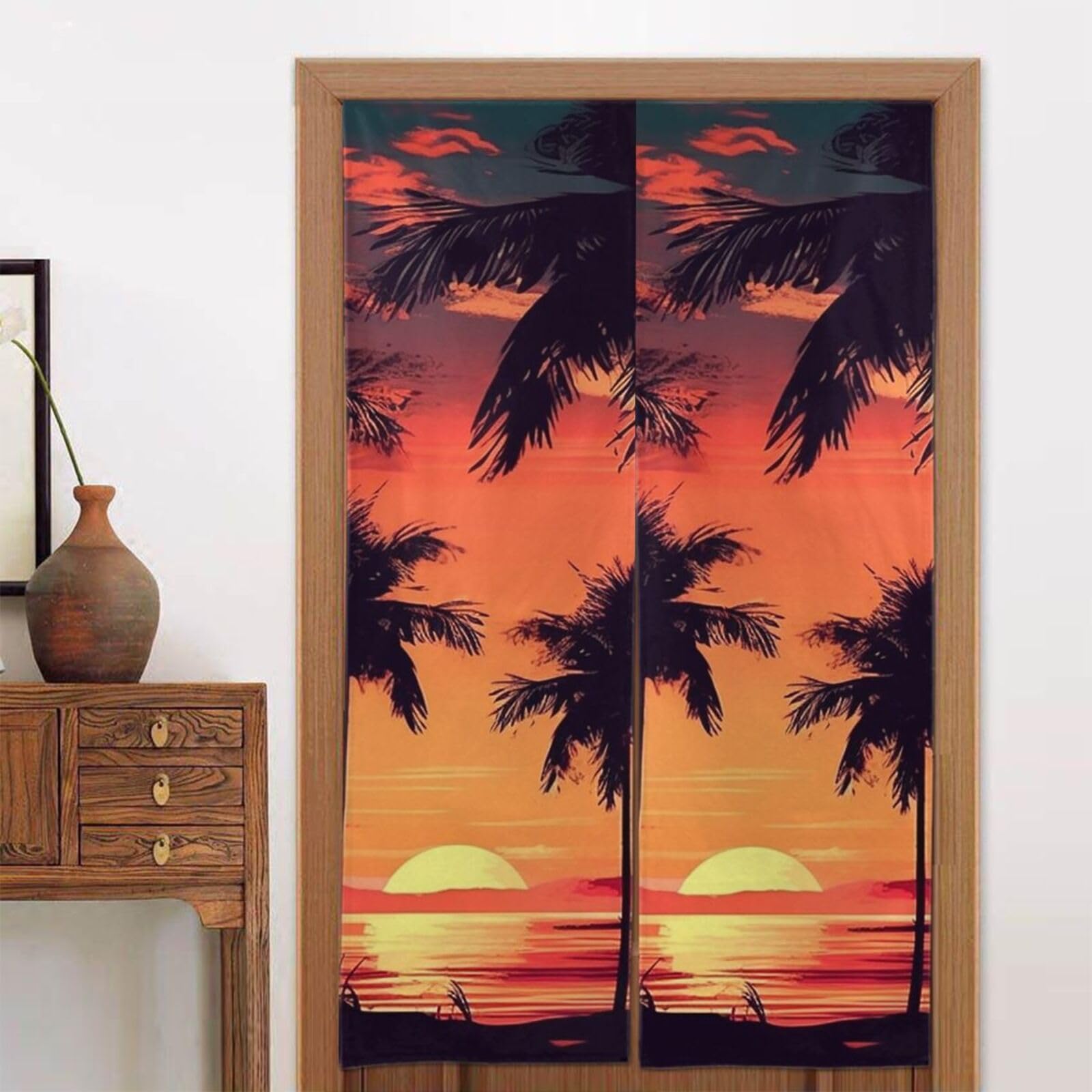 Rideau de porte occultant thermique palmier 86x142 cm
