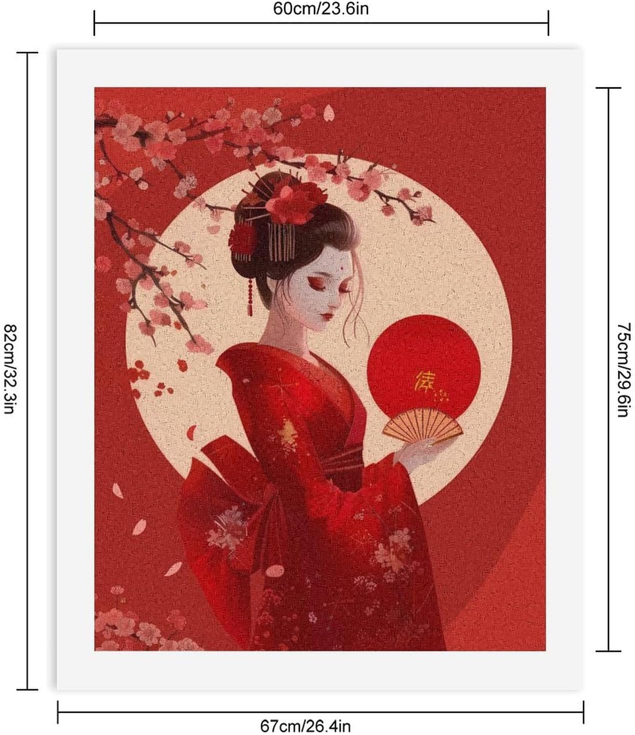 Anime Girl Japanese Geisha Paint by Numbers Kits for Adults Beginners Canvas Painting for Home Wall Decor 75x60cm