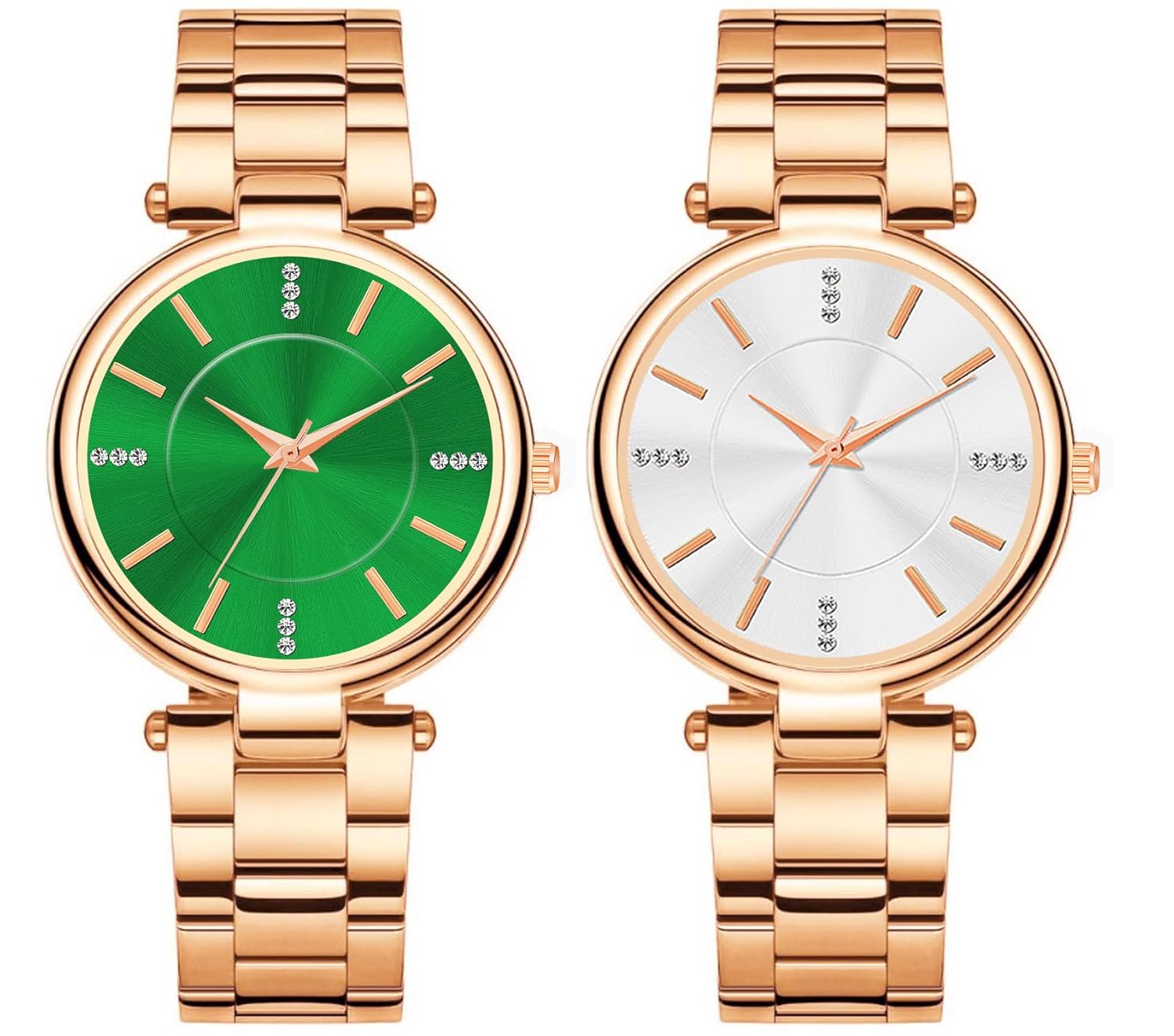 RUSTET Women Analogue Wrist Watches for Women’s & Girls & Miss & Ladies Diamond Studded Dial Rosegold Colored Stylish Bracelet Watch