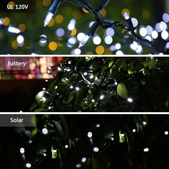 Brizled Christmas Lights, 33ft 100 LED End to End Connectable Mini Christmas String Lights, 120V UL Certified Cool White Xmas Tree Light Indoor Outdoor Mini Light Set for Xmas Tree Party Wedding Decor