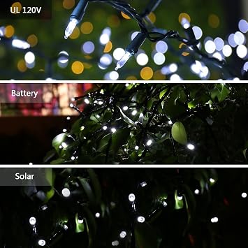 Brizled Christmas Lights, 33ft 100 LED End to End Connectable Mini Christmas String Lights, 120V UL Certified Cool White Xmas Tree Light Indoor Outdoor Mini Light Set for Xmas Tree Party Wedding Decor