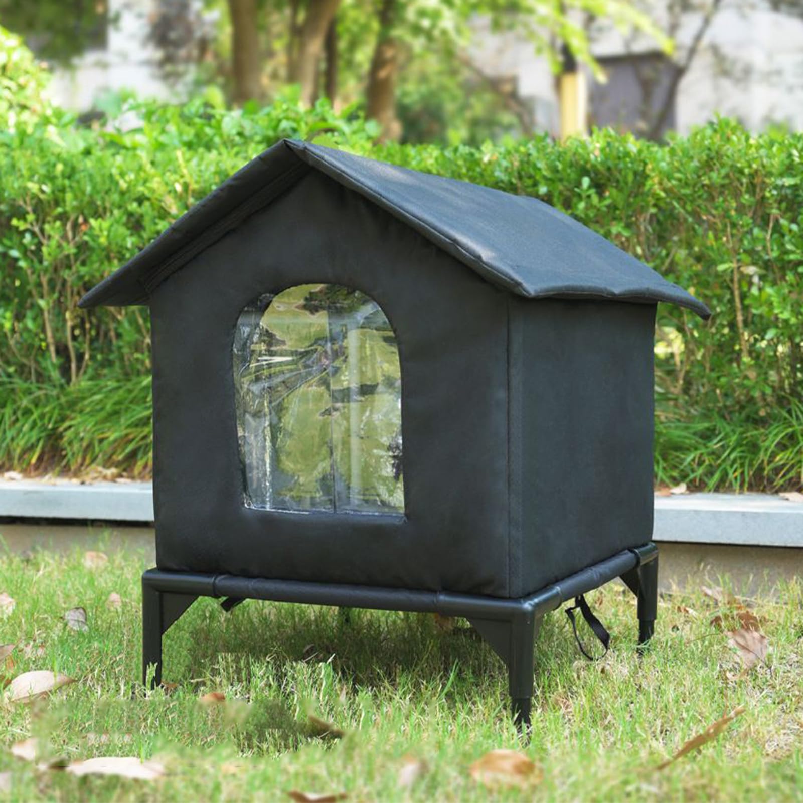 Insulated & Weatherproof Cat House, Elevated Outdoor Cat Shelter | Foldable Pet Hideaway For Garden Patio Backyard Indoor Winter Summer Pet Bunny Kitten Animal