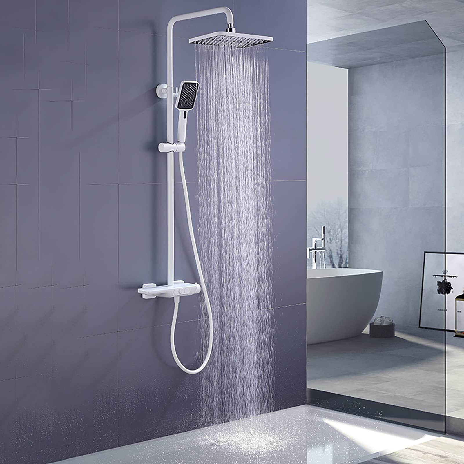 Duschsystem Mit Wasserfall-Wannenauslauf – Komplett-Set Mit Regendusche, Handbrause & Mischbatterie
