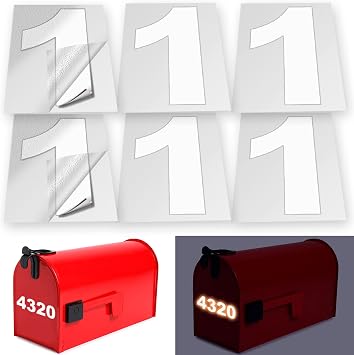 iSYFIX Reflective Vinyl Number 1 One Stickers - 6 Pack 2 inch Self Adhesive - Premium Decal Die Cut & Pre-Spaced for Mailbox, Signs, Door, Cars, Trucks, Home, Business, Address Number, In & Outdoor