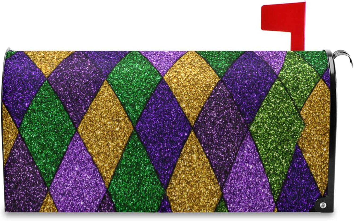 Vdsrup Mardi Gras Magnetic Mailbox Cover, 25.4" x 20.8", PVC & Polyester, Full Magnetic Surface, Easy Installation, Decorative Pattern, Perfect for American Standard/Large Size, USPS Compliant
