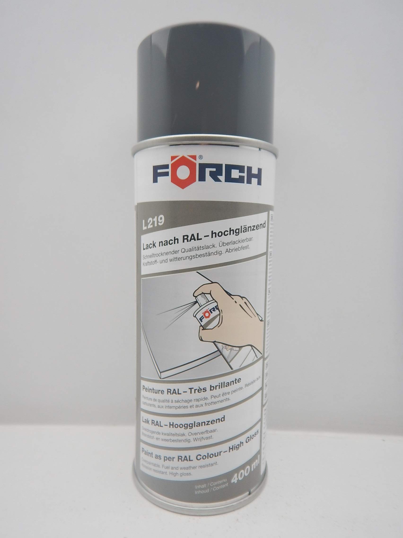 FORCH Dickschichtlack Spray – RAL 7043 Verkehrsgrau B, 4-in-1 Mit Rostschutz, 400 Ml