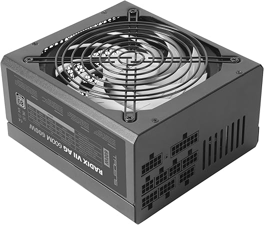 Tacens RADIX VII AG 800S, PC ATX Voeding 800W, 10 Jaar Garantie, 80Plus Silver, 87% Efficiëntie, SMD- en DC-DC-technologieën, AI-RPM 140mm FDB Ventilator, Japanse TK 105º Condensatoren, Zwart
