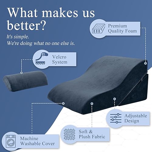 Miniatura 2 de Axelrod Juego de almohada de cuña de espuma  Almohadas ajustables para aliviar el dolor de espalda, piernas y rodilla  Almohada Ortho poscirugía