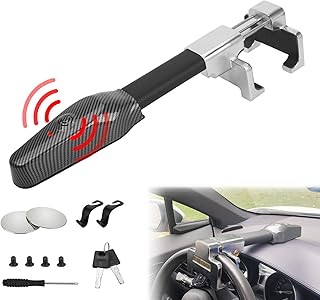 OPSOOPI Steering Wheel Lock with Car Alarm System, Anti Theft Car Device, Car Wheel Lock Car Theft Prevention Device with 130db Alarm, Universal Car Security for Truck/ Auto/SUV/Van - 2 Keys
