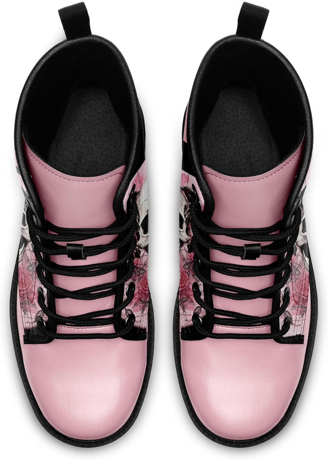 Pink Combat Boots for Women, Gothic Emo Lace-Up Ankle Boots Punk Platform Booties Festival & Everyday Streetwear