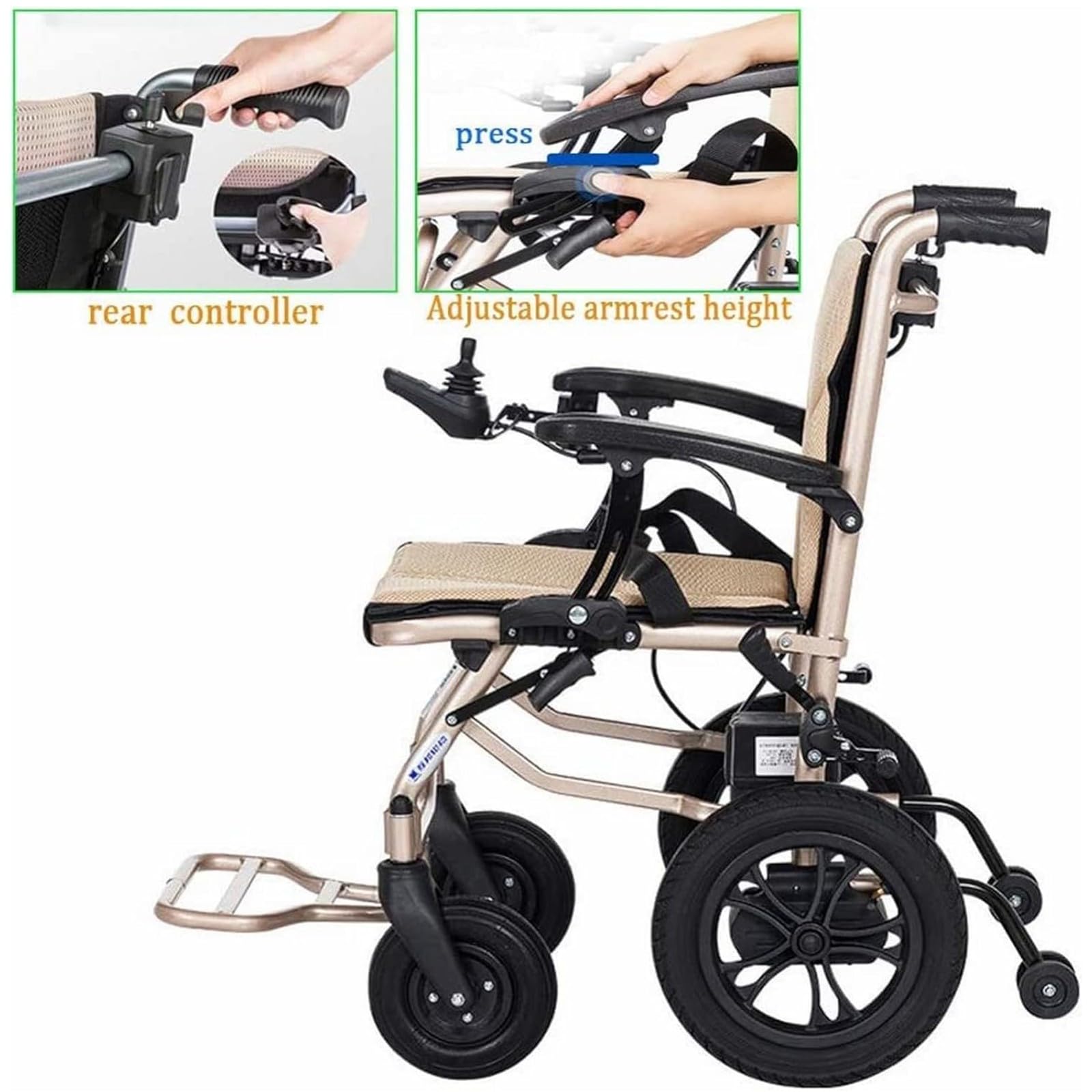 Sedia A Rotelle Elettrica Ultraleggera,Sedia A Rotelle Elettrica Pieghevole,Sedia A Rotelle Elettrica Multiterreno,Dotata di Due Batterie al Litio Rimovibili da 5,6 Ah A