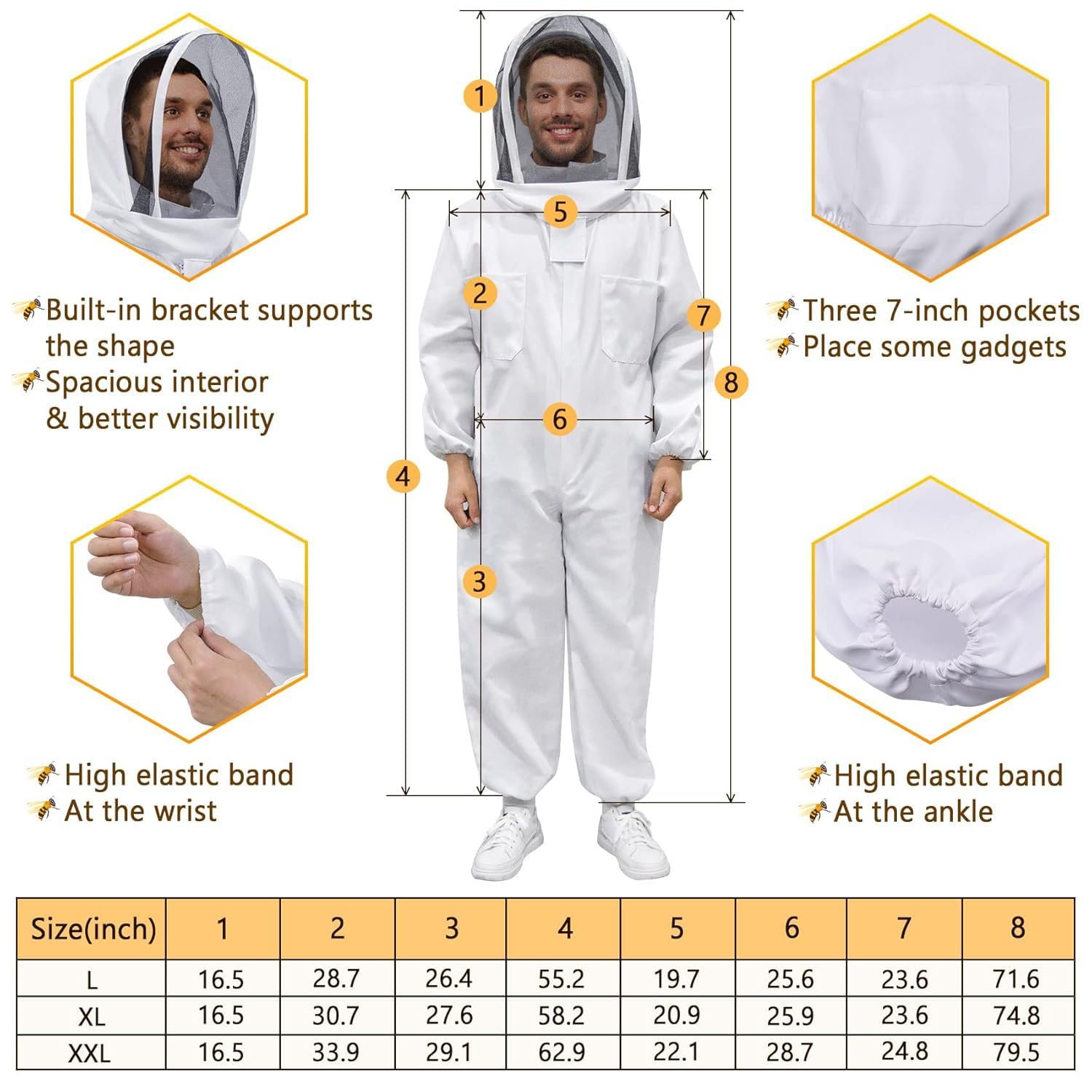 mono apicultor profesional mujer y hombre con apicultura guantes Bee Suit (L)