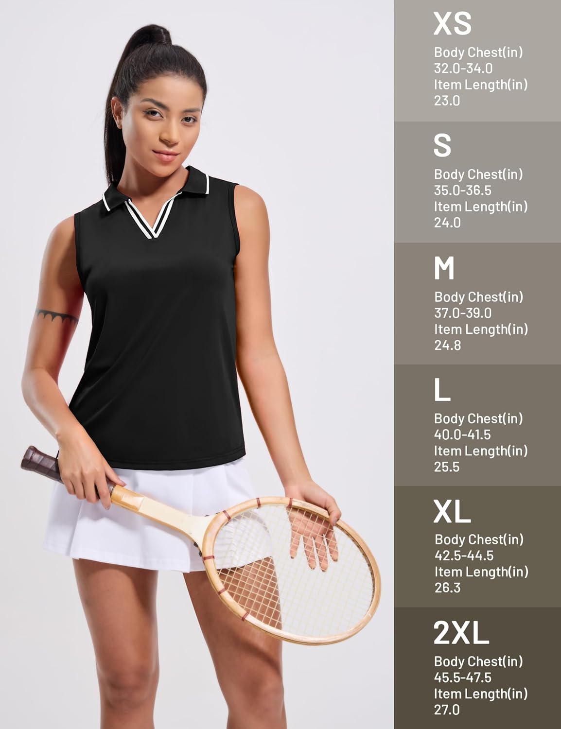 MIER Women's Sleeveless Golf Polo Shirts Dry Fit Collared Tank Tops V Neck Ribbed Athletic Tennis Shirt, Moisture Wicking - Image 6