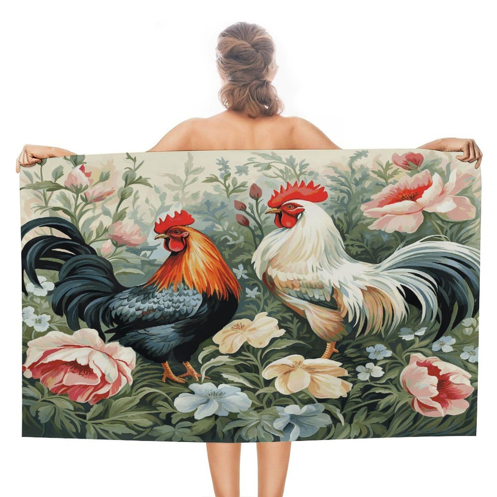 VstaDank Rooster Beach Towel for Adult Quick Dry Sand Free Swim Towels Soft Large Size Pool Towels Lightweight Oversized Bath Towel for Travel, Camping, Swimming 51 X 31 Inches