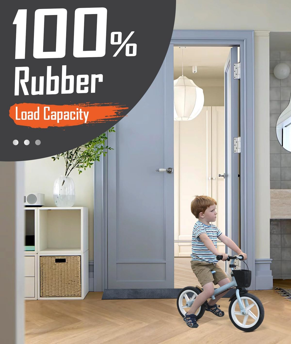 1'' Rise Rubber Threshold Ramp - 2204 LBS Capacity, Non-Slip, Cuttable & Adjustable - Handicap Ramp for Wheelchair Scooter Stroller - Driveway Curb Ramps for Doorways 1 Rise (39.3x3.2)