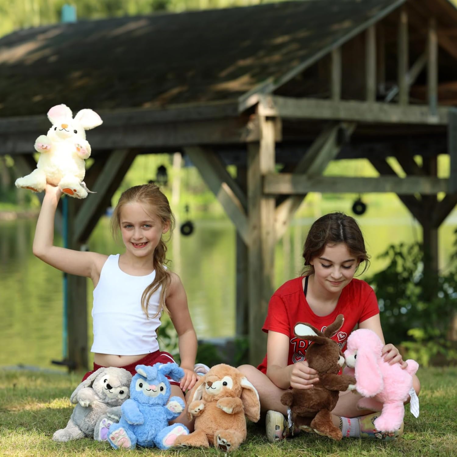 6Pcs Bulk Bunny Plush, Cute Soft Rabbit Stuffed Animal in Bulk for Kids Girls Boys, 15" Easter Basket Stuffers Decorations, Bunny Plushies for Christmas Birthday, Forest Theme Party Decor - Image 6