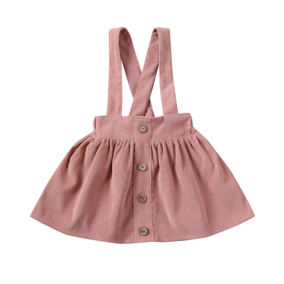One opening Cute Baby Girl Corduroy Skirt Dress Infant Toddler Suspender Straps Casual Skirt Sundress Spring Summer Clothes (Pink, 3-4T)