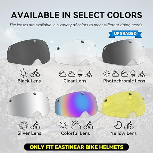 Miniatura 5 de EASTINEAR Gafas magnéticas para cascos de bicicleta, visera desmontable para casco de bicicleta, protector solar extraíble para casco de ciclismo
