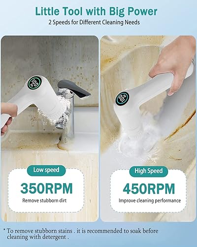 Miniatura 2 de Cepillo eléctrico de limpieza eléctrico inalámbrico, cepillo de limpieza eléctrico de mano, cepillo limpiador de ducha con 6 cabezales de cepillo