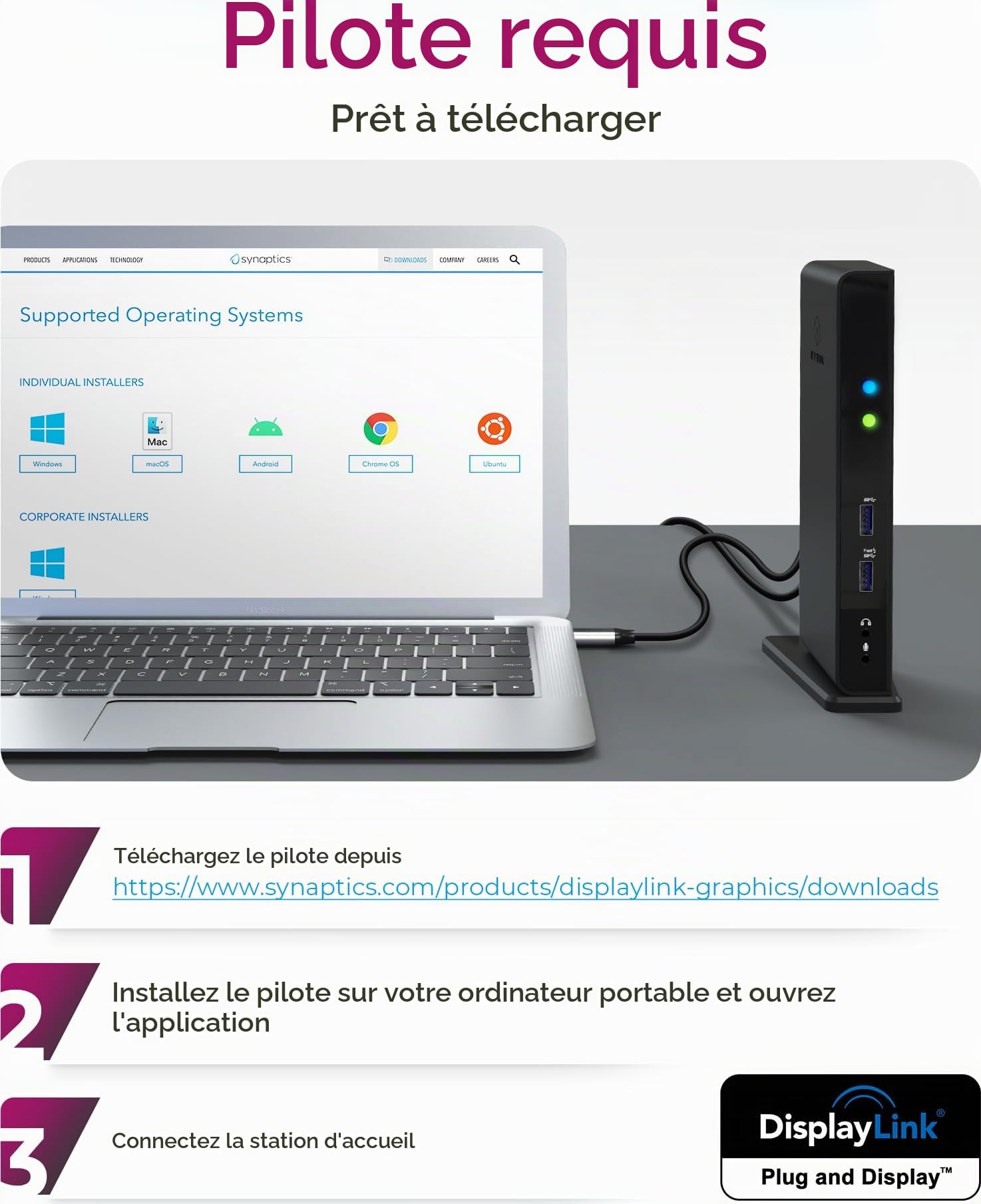 ICY BOX Station d'accueil USB-C (11-en-1) avec 1x HDMI & 1x DVI, Docking Station USB-C pour Ordinateur Portable (Gigabit Ethernet, 6 Ports USB 3.0), DisplayLink, IB-DK2241AC