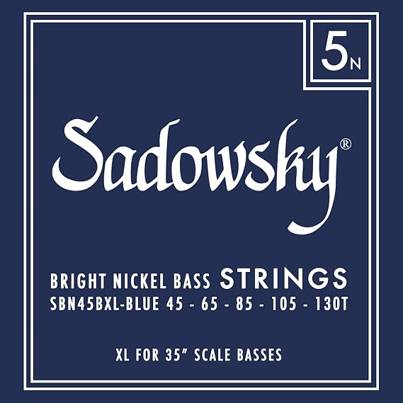 Blue Label Base Strings, Nickel Strings, 35 Super Long Scale, 5 Strings, 045-130 SBN45EX Blue
