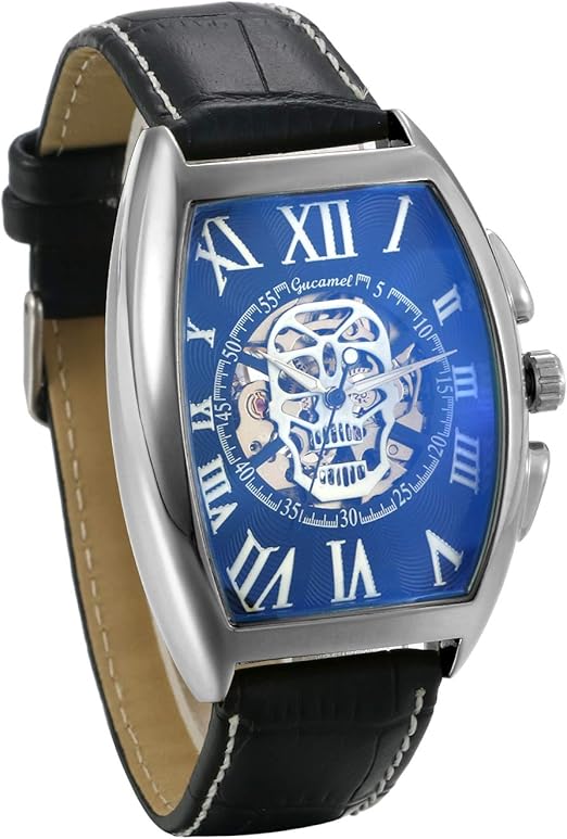square face skeleton watch