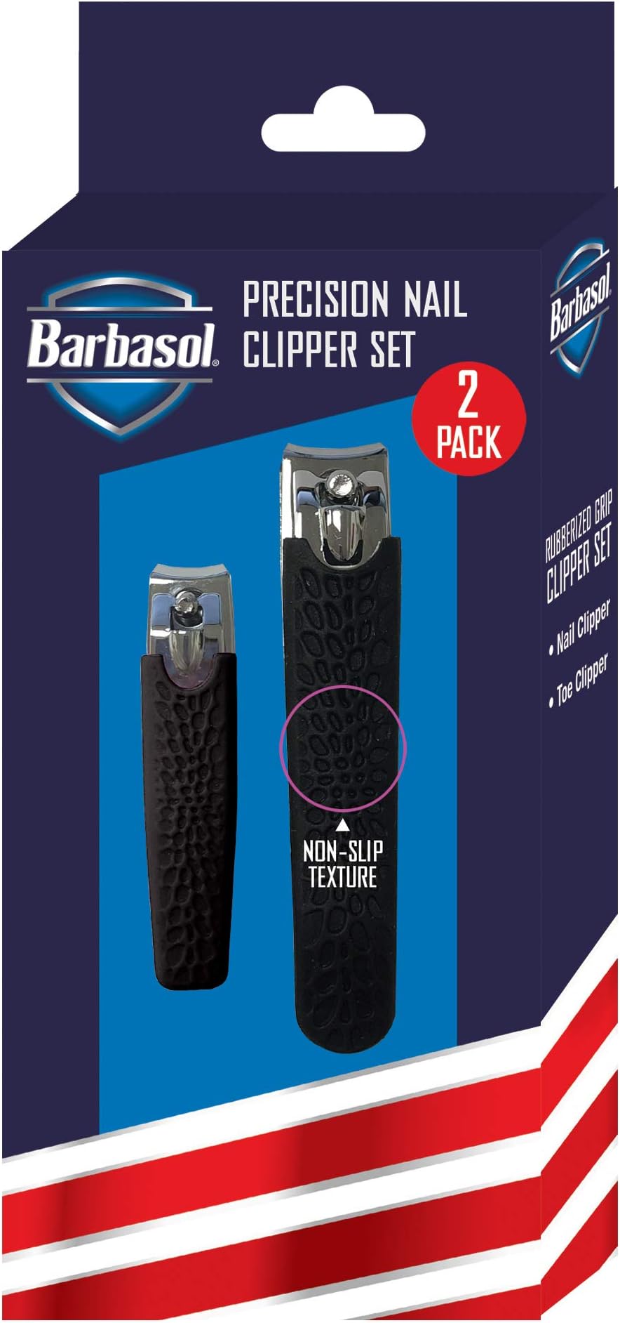 Precision Non Slip Stainless Steel Nail Clipper Set (2 Pack)