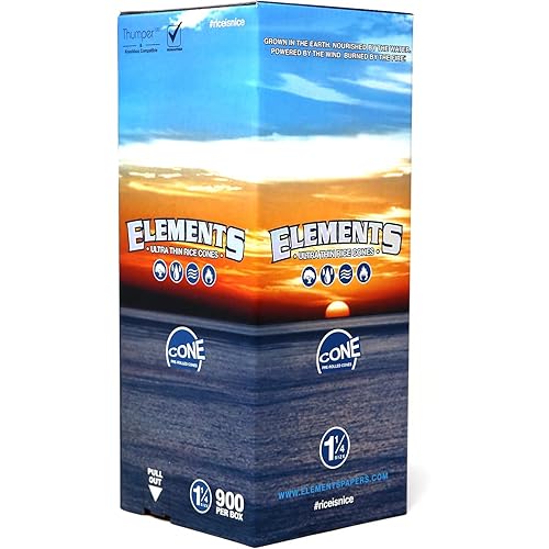 Elements 1 1/4 Rice Paper Pre-Rolled Cones (900 Pack)