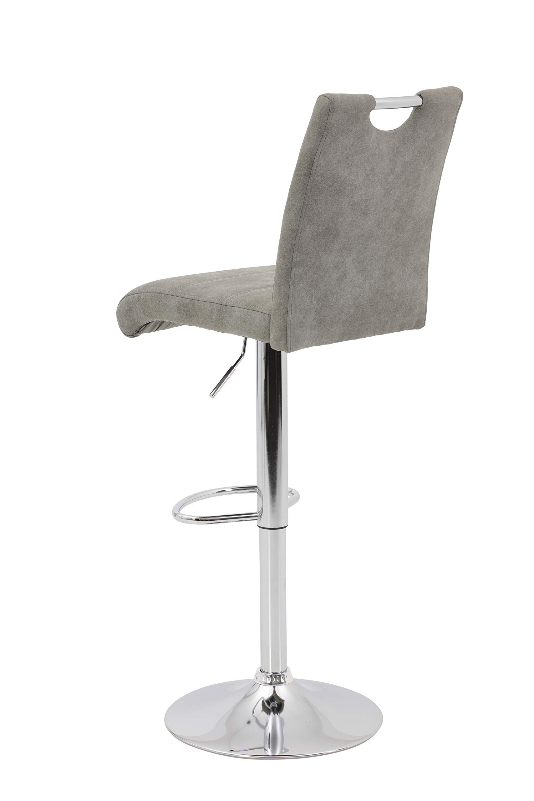 Hela Tische, Miranda - Set di 2 sgabelli da bar/bistrot, in microfibra di colore grigio, base a tromba girevole a 360° con funzione di sollevamento, seduta regolabile in altezza da 60 a 82 cm