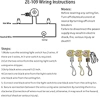 Vista 6 de Zing Ear ZE-109 Interruptor de luz de dos cables con cables de tracción para ventiladores de techo lámparas y luces de pared, interruptor de cadena
