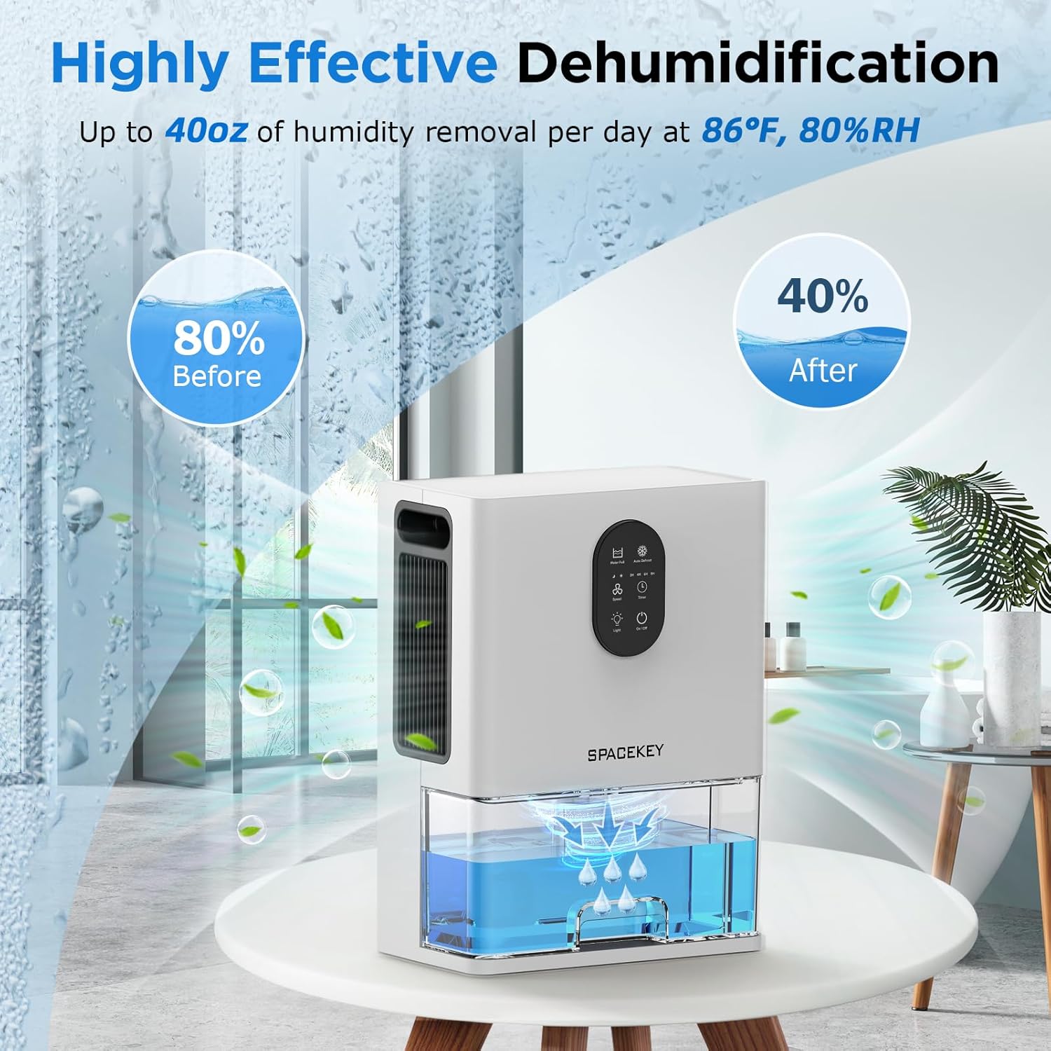 Dehumidifier, 106 OZ Water Tank Dehumidifiers for Home with Timer, 1000sq.ft Quiet Dehumidifier for Basement Bathroom Bedroom RV, Auto Shut Off, Timer, Sleep Mode, Washable Filter, 7 Color Light
