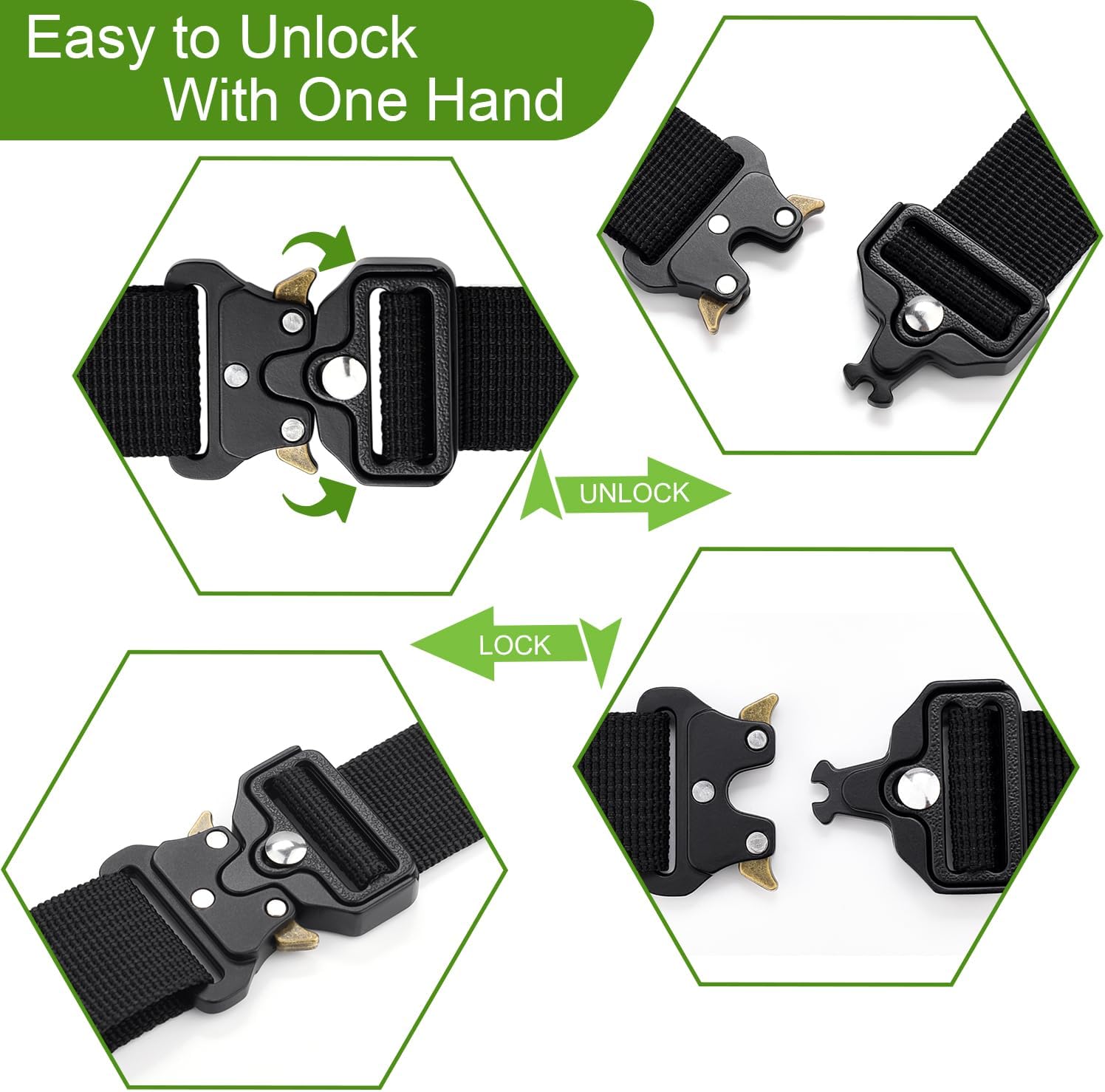 CooBigo 2 Pack Metal Duty Belt Buckles Replacement, 1 Inch Metal Buckle Clip for Dog Collar, Keychain, Hunting Belt Bags, Paracord Bracelets Buckle Hardware Black