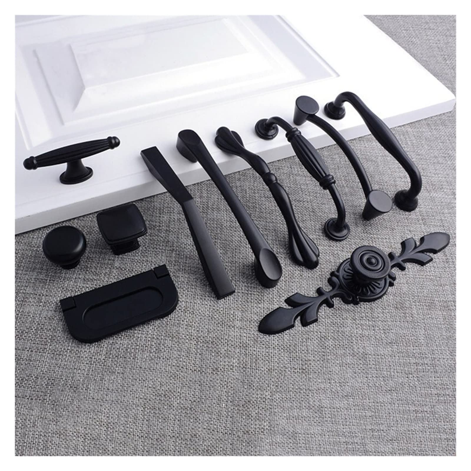 Boutons de cuisine ELTOX et poignées de tiroir noires en alu pour quincaillerie de meuble