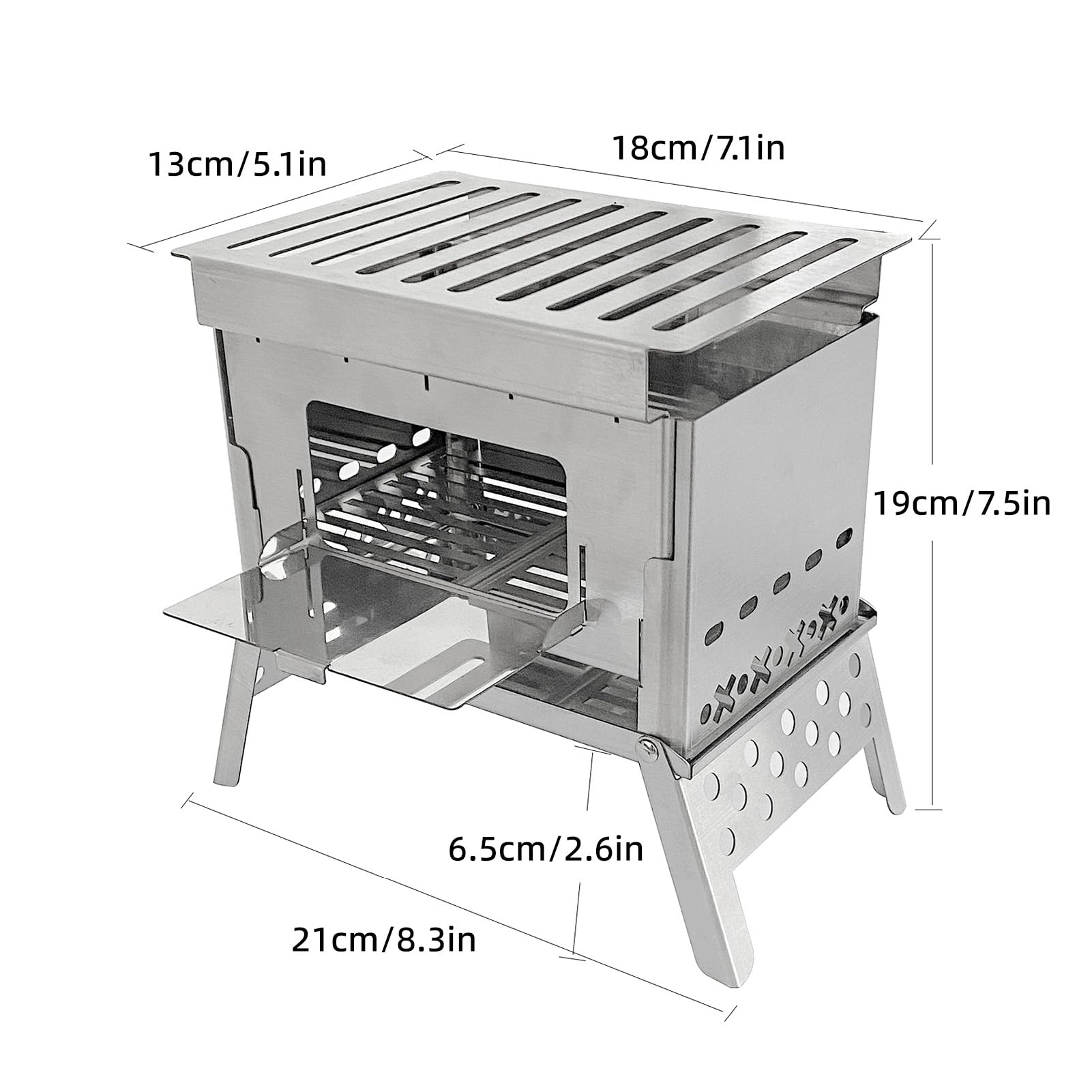 Barbecue Pliable, Réchaud À Bois Portable de 21 X 19 X 13 cm, Idéal pour Le Camping, la Randonnée, Les Pique-Niques Les Fêtes D'Avant-Match Les Voyages en Camping-Car et Les Parcs