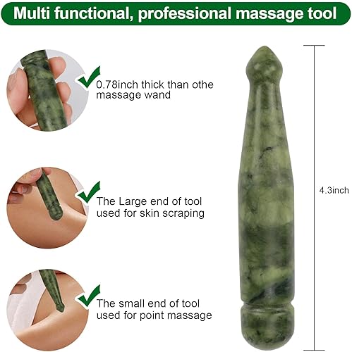 Miniatura 2 de gemshan Jade Gua Sha Pen - Herramienta de masaje de tejido profundo hecha a mano, terapia de raspado, relajación facial y corporal