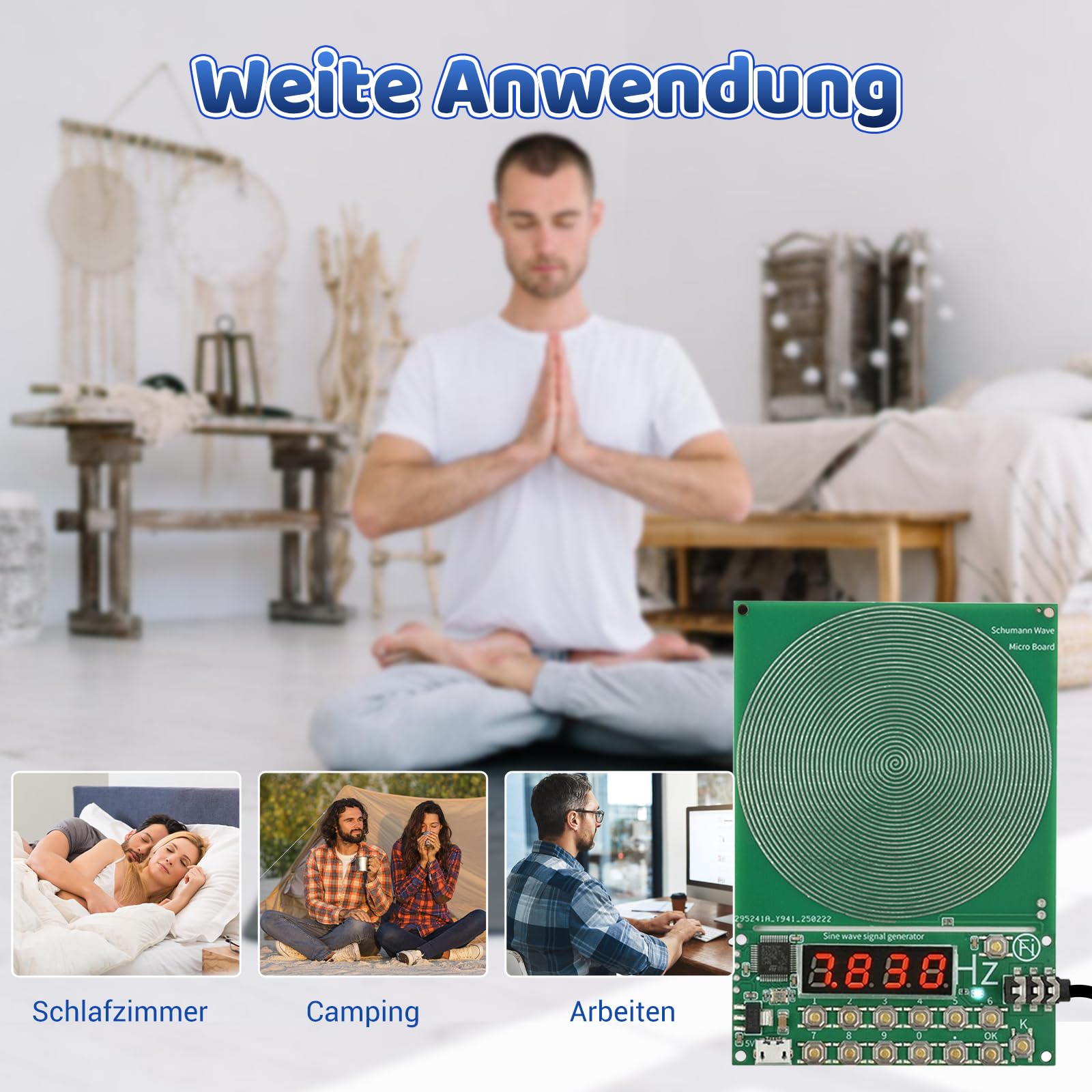 Schumann Frequenz Generator 7.83Hz einstellbar 0.1Hz bis 100000 Hz mit Display, USB-Anschluss Schumann-Resonanz Generator Naturresonanz für Raumharmonie Tragbar für Zuhause Büro Geschenk