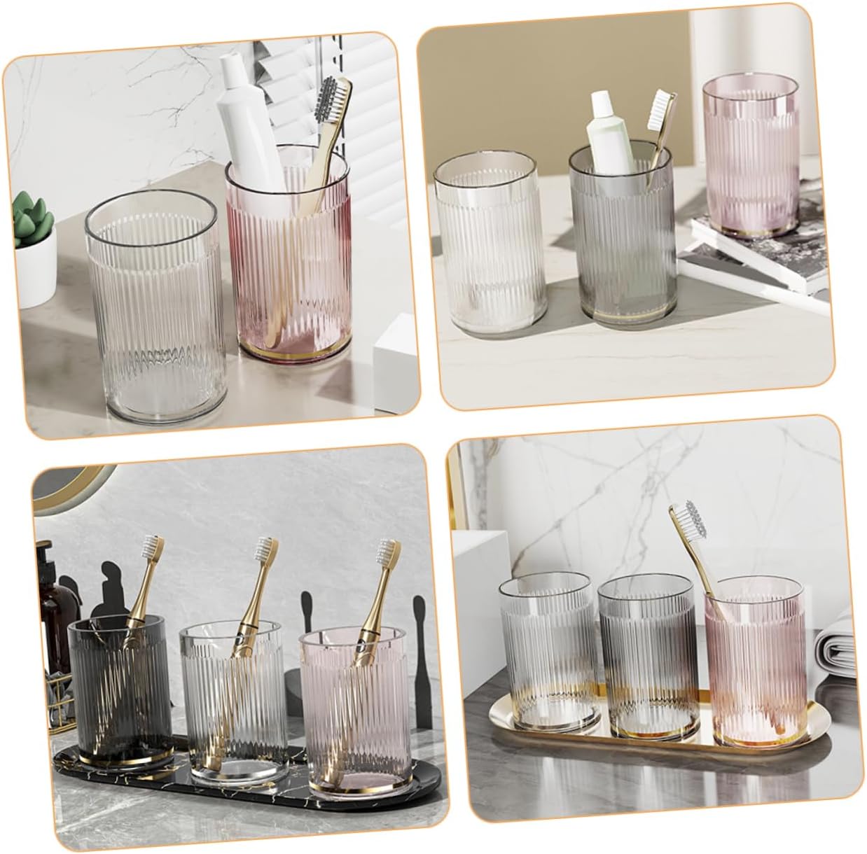 3pcs Toothbrush Mugs Dental Rinse Cup Reusable Toothpaste Cup Tooth Rinsing Multi-Function for Kitchen Bathroom